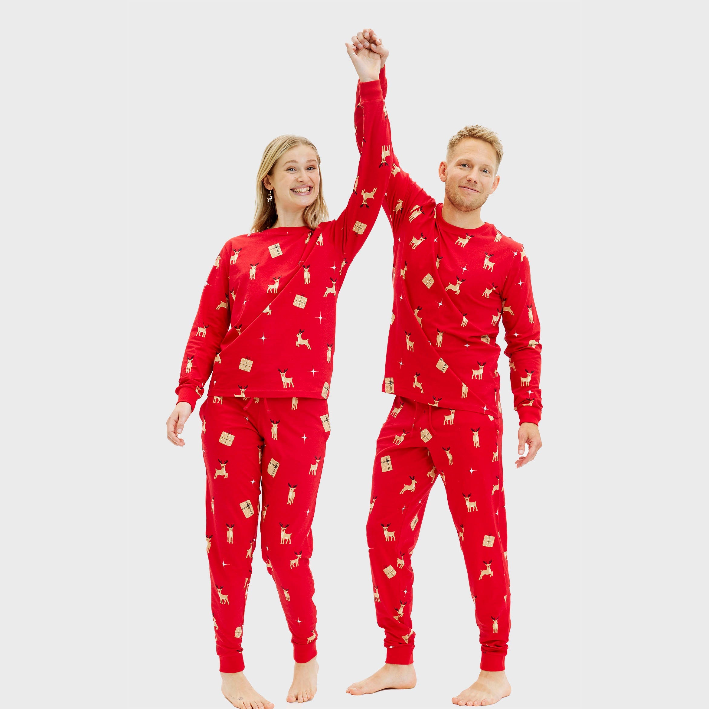Elegante røde julepyjamas - Dame.